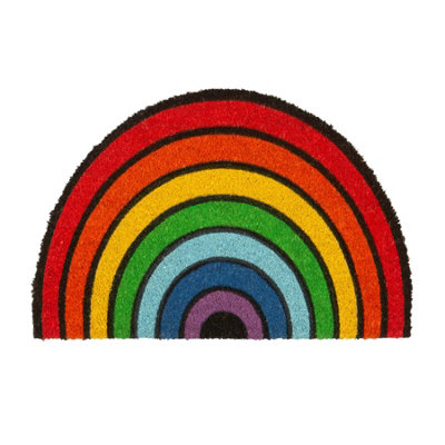 Nicola Spring - Coir Half Moon Door Mat - 60 x 40cm - Rainbow