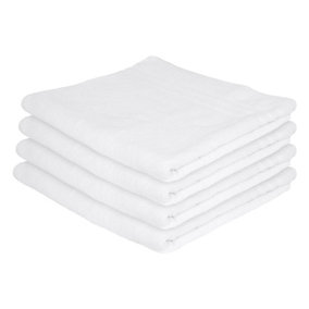 Nicola Spring Cotton Bath Sheets - 160cm x 90cm - White - Pack of 4