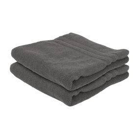 Nicola Spring Cotton Bath Towels - 135cm x 70cm - Charcoal - Pack of 2