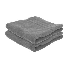 Nicola Spring Cotton Bath Towels - 135cm x 70cm - Grey - Pack of 2