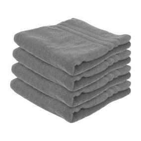Nicola Spring Cotton Bath Towels - 135cm x 70cm - Grey - Pack of 4