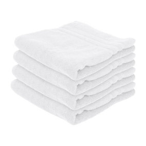 Nicola Spring Cotton Bath Towels - 135cm x 70cm - White - Pack of 4