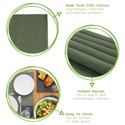 Nicola Spring - Cotton Fabric Placemats - Green - Pack of 6