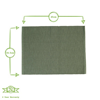 Nicola Spring - Cotton Fabric Placemats - Green - Pack of 6