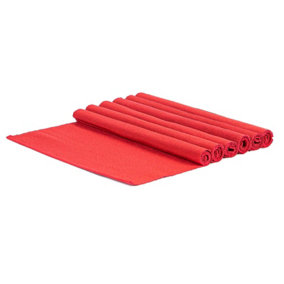 Nicola Spring - Cotton Fabric Placemats - Red - Pack of 6