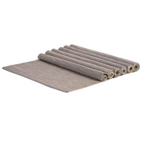 Nicola Spring - Cotton Fabric Placemats - Steel Grey - Pack of 6