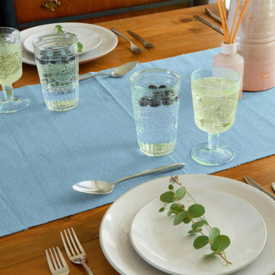 Nicola Spring - Cotton Fabric Placemats & Table Runner Set - Olympic Blue - 7pc