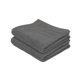 Nicola Spring Cotton Hand Towels - 90cm x 50cm - Charcoal - Pack of 2