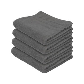Nicola Spring Cotton Hand Towels - 90cm x 50cm - Charcoal - Pack of 4