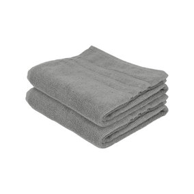 Nicola Spring Cotton Hand Towels - 90cm x 50cm - Grey - Pack of 2