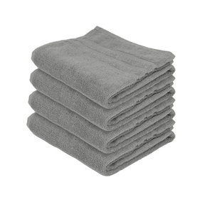 Nicola Spring Cotton Hand Towels - 90cm x 50cm - Grey - Pack of 4