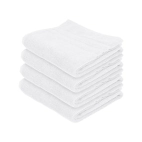 Nicola Spring Cotton Hand Towels - 90cm x 50cm - White - Pack of 4