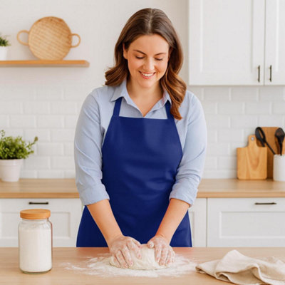 NICOLA SPRING COTTON KITCHEN BIB APRON - ONE SIZE - NAVY