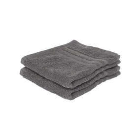 Nicola Spring Cotton Wash Cloths - 30cm x 30cm - Charcoal - Pack of 2