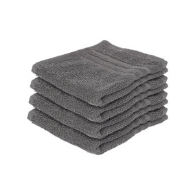 Nicola Spring Cotton Wash Cloths - 30cm x 30cm - Charcoal - Pack of 4