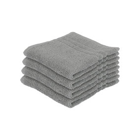Nicola Spring Cotton Wash Cloths - 30cm x 30cm - Grey - Pack of 4