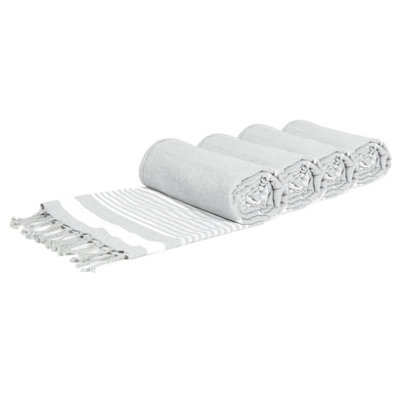 Nicola Spring Deluxe Cotton Turkish Bath Towels - Light Grey - Pack of 4 Price Comparisons | Compare The Build