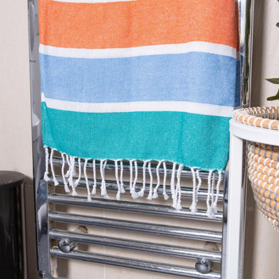 Nicola Spring - Deluxe Cotton Turkish Bath Towels - Multi Stripe - Pack of 4 - 6
