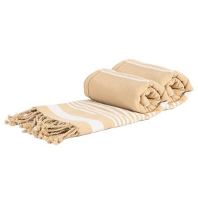 Nicola Spring - Deluxe Cotton Turkish Bath Towels - Natural - Pack of 2