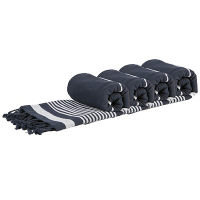 Nicola Spring - Deluxe Cotton Turkish Bath Towels - Navy - Pack of 4 ...