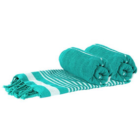 Nicola Spring - Deluxe Cotton Turkish Bath Towels - Turquoise - Pack of 2