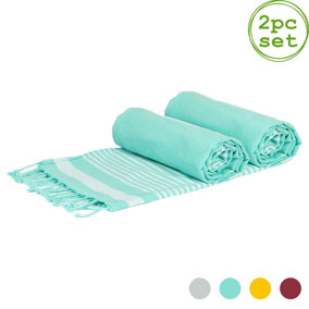 Nicola Spring - Deluxe Turkish Cotton Bath Towels - 162 x 90cm - Aqua - Pack of 2