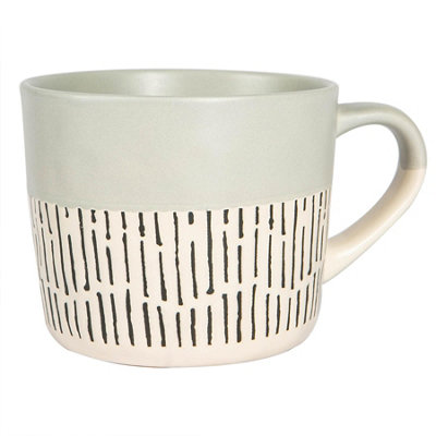 Nicola Spring - Dipped Dash Stoneware Coffee Mug - 450ml - Grey