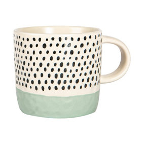 Nicola Spring - Dipped Dotty Stoneware Coffee Mug - 385ml - Blue