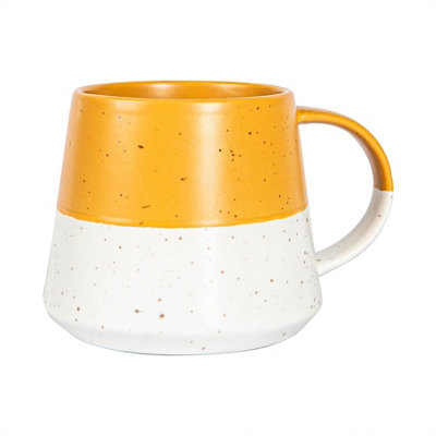 Nicola Spring - Dipped Flecked Stoneware Belly Mug - 370ml - Mustard