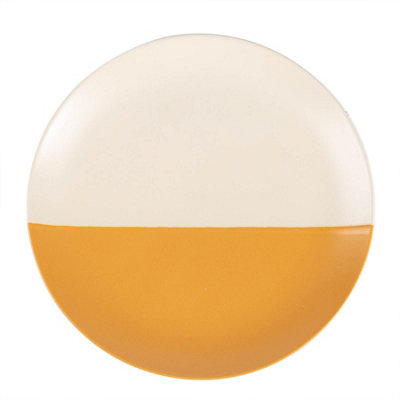 Nicola Spring - Dipped Flecked Stoneware Plate - 20.5cm - Mustard