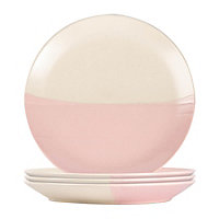 Nicola Spring - Dipped Flecked Stoneware Plates - 20.5cm - Dusty Pink - Pack of 4
