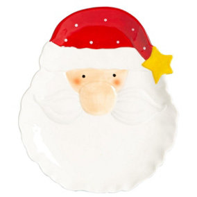 Nicola Spring - Father Christmas Serving Plate - 21 x 24.5cm - White