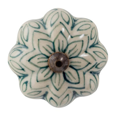 Nicola Spring Floral Ceramic Cabinet Knob - Dark Green Price Comparisons | Compare The Build
