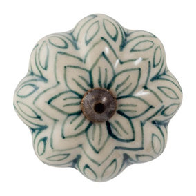 Nicola Spring - Floral Ceramic Cabinet Knob - Dark Green