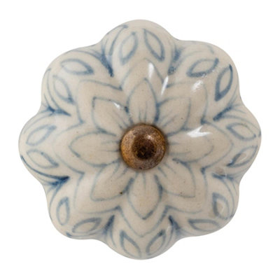Nicola Spring Floral Ceramic Cabinet Knob - Grey