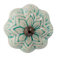 Nicola Spring - Floral Ceramic Cabinet Knob - Mint Green