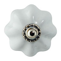Nicola Spring - Floral Ceramic Cabinet Knob - White