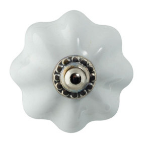 Nicola Spring - Floral Ceramic Cabinet Knob - White