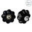 Nicola Spring - Floral Ceramic Cabinet Knobs - Black / White - Pack of 6