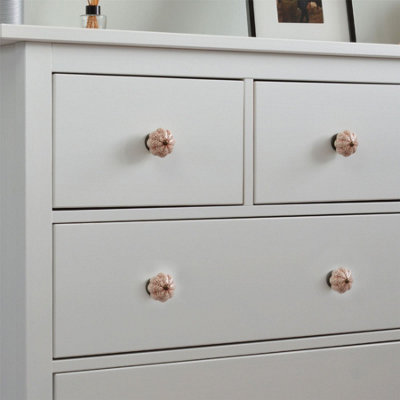Nicola Spring - Floral Ceramic Cabinet Knobs - Dark Red - Pack of 6 - 7