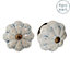 Nicola Spring - Floral Ceramic Cabinet Knobs - Grey / White - Pack of 6