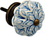 Nicola Spring - Floral Ceramic Cabinet Knobs - Light Blue - Pack of 6