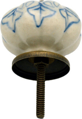 Nicola Spring - Floral Ceramic Cabinet Knobs - Light Blue - Pack of 6 - 5