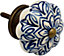 Nicola Spring - Floral Ceramic Cabinet Knobs - Navy - Pack of 6