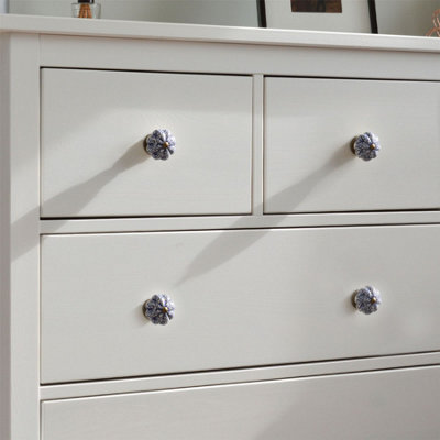 Nicola Spring - Floral Ceramic Cabinet Knobs - Navy - Pack of 6 - 7