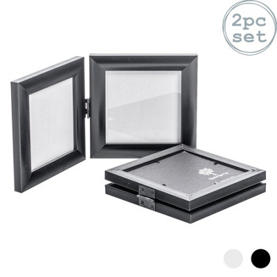 Nicola Spring - Folding 2 Photo Frames - 4 x 4" - Black - Pack of 2