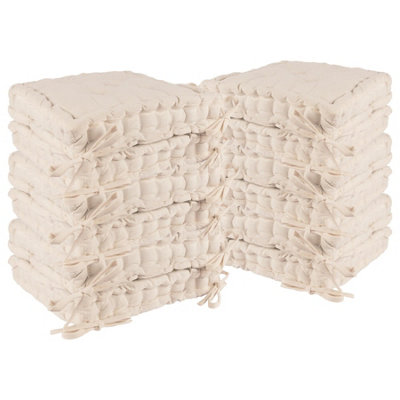 Nicola Spring - French Mattress Seat Cushions - 40cm - Cream - Pack of 12
