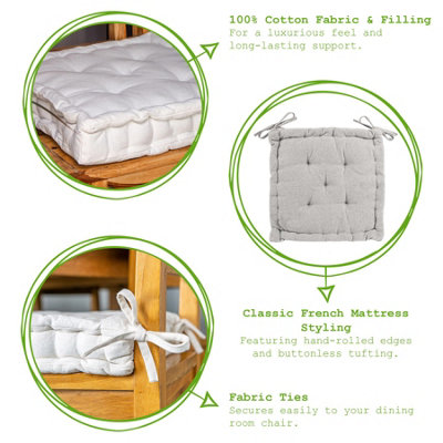 Nicola Spring - French Mattress Seat Cushions - 40cm - Cream - Pack of 12