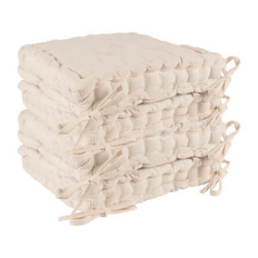 Nicola Spring - French Mattress Seat Cushions - 40cm - Cream - Pack of 4