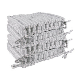 Nicola Spring - French Mattress Seat Cushions - 40cm - Grey Stripe - Pack of 4